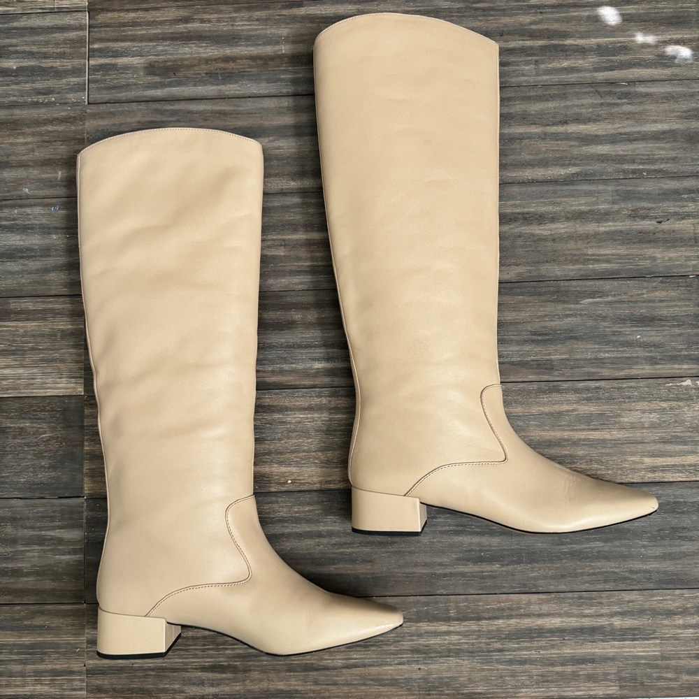J.Crew Roxie Beige Knee-High Equestrian Leather Boots Size 9